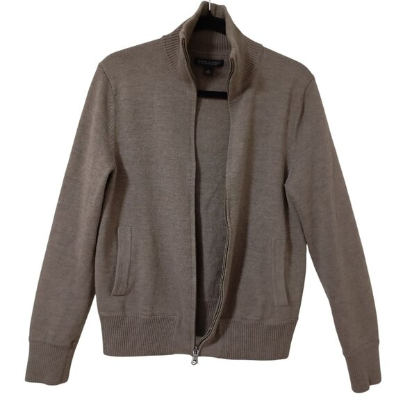 Banana Republic Cardigan Extra Fine Merino Wool Zip-Up Sweater Small Brown Mens - Picture 6 of 10